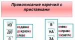 क्रियाविशेषणों में उपसर्गों का एकीकृत और अलग लेखन (2 घंटे) विषय पर रूसी भाषा (ग्रेड 7) में पाठ योजना
